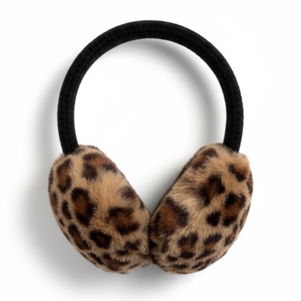 Hat Attack Faux Fur Leopard Earmuffs, new!
